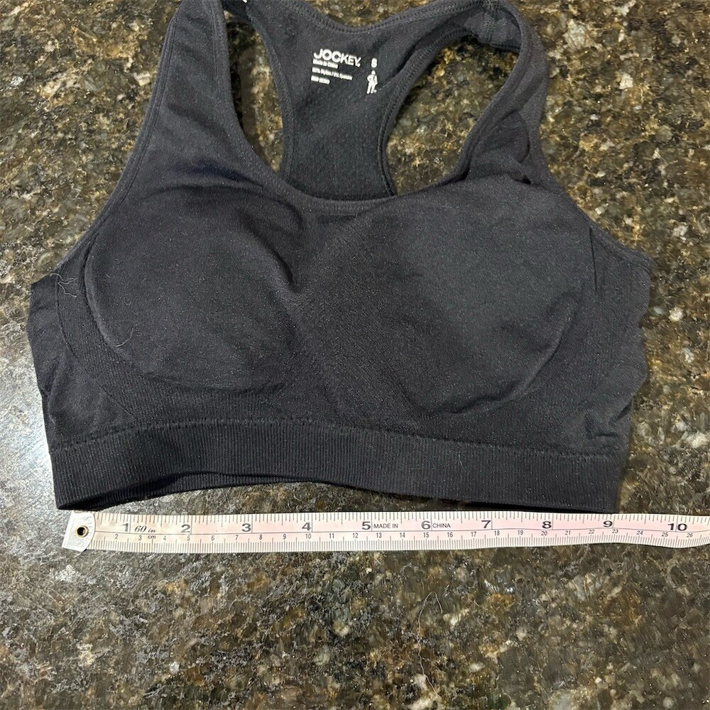 3/$15 Jockey Sports Bra Womens Size S Black Racerback Pullover Removable Pads